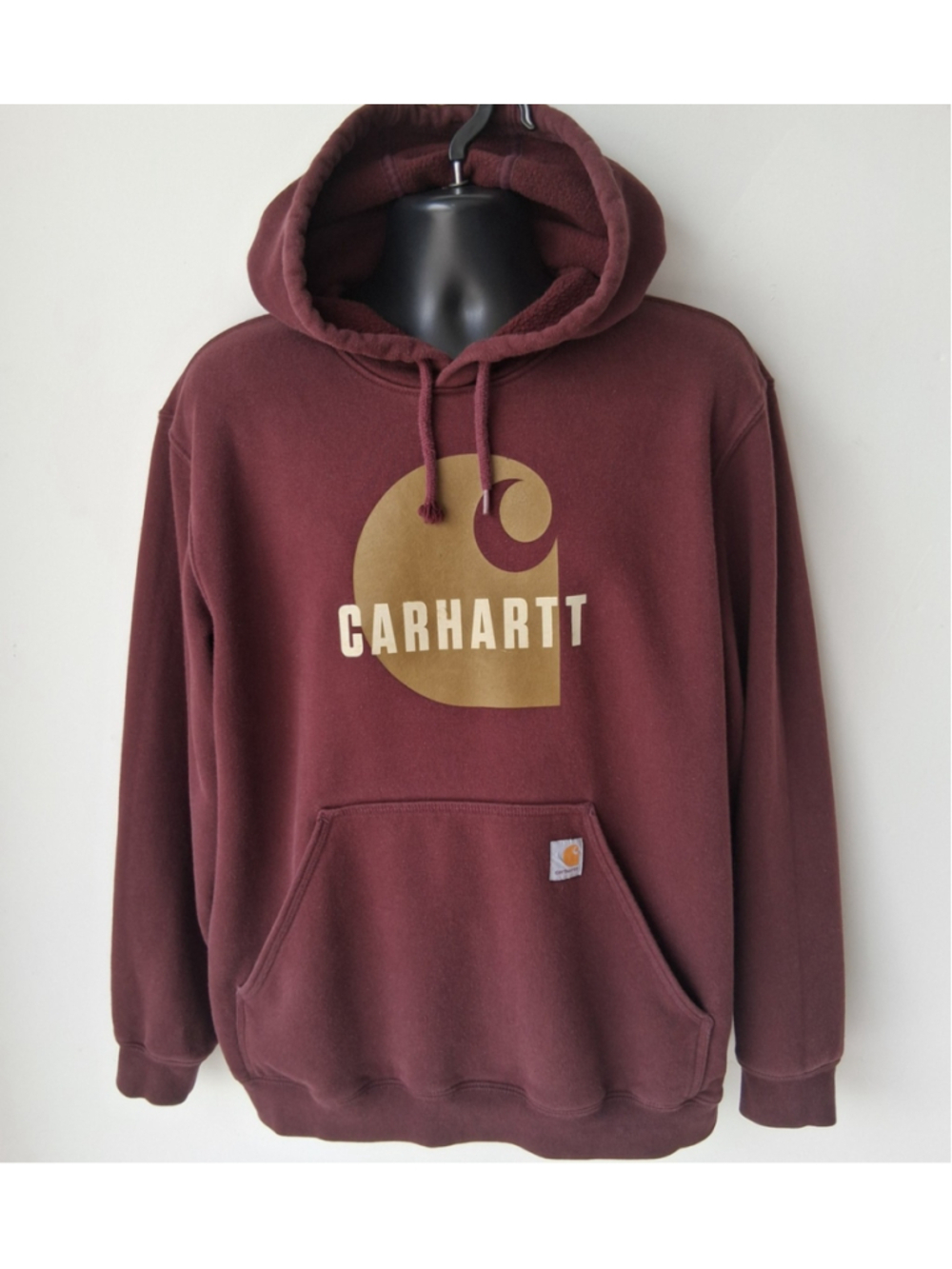 Carhartt Loose Fit Men's Large Hoodie Logo Sweatshirt Burgundy 104902 PRT